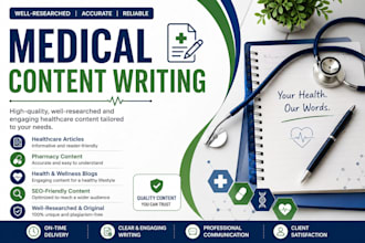 write professional medical pharmacy and healthcare articles