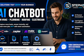 build n8n zapier make ai chatbot for hvac plumbing roofing electrician websites