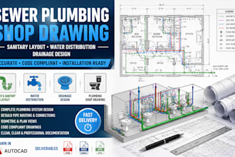 sewer plumbing shop drawing sanitary layout water distribution drainage design