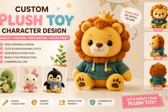 design custom plush toy character children brand mascot merchandise collectibles