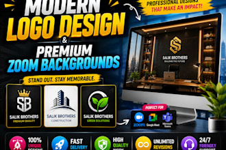 make modern logo design and premium zoom backgrounds