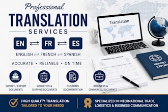 translate english and spanish texts into natural french