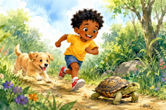 illustrate your children picture book , picture book watercolor illustration