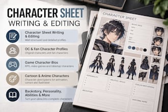 write and edit your character sheet for your oc art fan art games cartoon art
