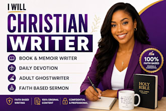 christain writer book memoir daily devotion adult ghostwriter faith based sermon