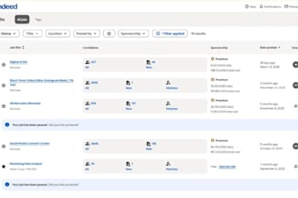 post your job on my indeed employer account and provide you cvs in one day