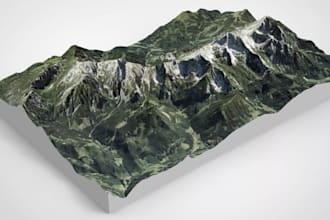 photo to 3d terrain stl model, mountain terrain for 3d printing,topographic map