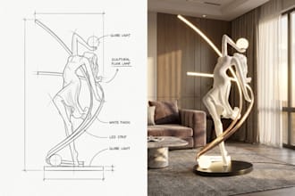design smart bedside lamp for manufacturing, artistic sculptural lamps 3d design