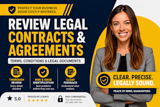 review legal contract agreement terms conditions and legal documents fast