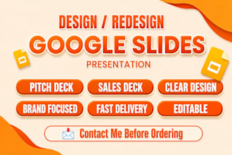 design google slides redesign, pitch deck, business presentation and sales deck