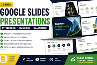design google slides redesign, pitch deck, business presentation and sales deck