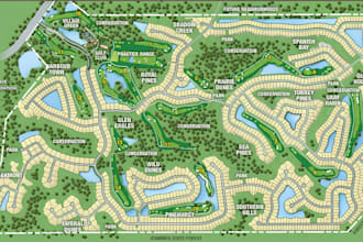 do custom vector map site plan rv park resort map sub division map event map