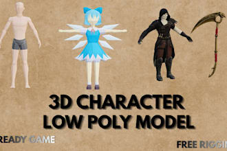 model 3d low poly character, rigging for game and animation