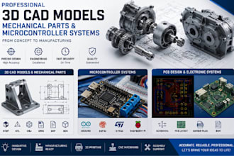 design professional 3d cad models, mechanical parts, micro controller systems,