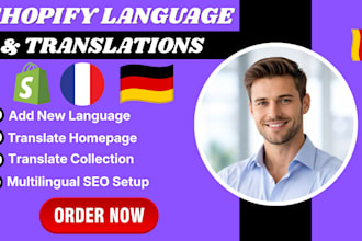 translate and localize ecommerce shopify store into german french or english