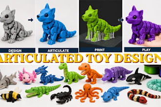 design custom articulated toys, flexi animals, and stl files for 3d printing