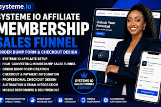 systeme io affiliate membership sales funnel, order bump form,checkout design