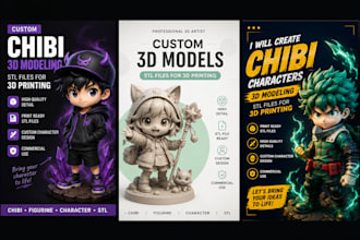 create amazing 3d printable chibi character models for stl printing