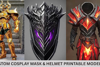 create 3d model for cosplay, 3d mask stl for cosplay and props for 3d printing