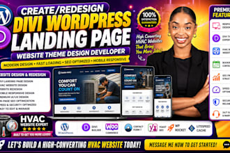 create divi hvac wordpress landing page website theme design redesign developer