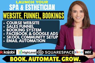 setup spa esthetician website squarespace booking appointment wix skool funnel