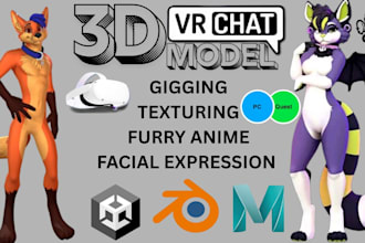 create 3d custom vrchat avatar with unique outfit and accessories