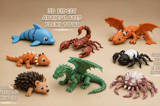 design cute 3d flexi articulated fidget toys, flexi bjd stl animal for 3d print