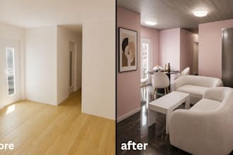 design modern home renovation, house remodel, living room renovation rendering,