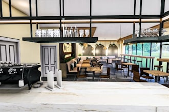 render modern boutique coffee shop,cafe interior design,restaurant cgi 3d visual