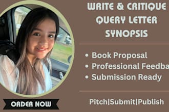 write, edit query letter, synopsis, book proposal, critique, literary agent