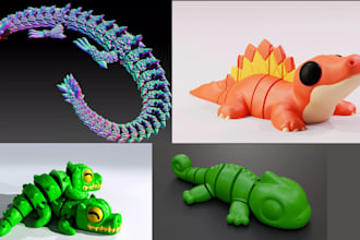 design 3d cute flexi toy fidget toy articulated model 3d dragon bjd model