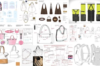 design your backpack, handbag, tote bag, wallet,  luggage, and make a tech pack