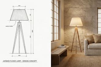 design premium nordic bedside lamp 3d cad modeling, scandinavian lamp ideas