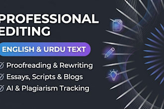 professionally proofread and rewrite english and urdu text