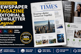 professional newspaper magazine editorial and newsletter layout in adobe design
