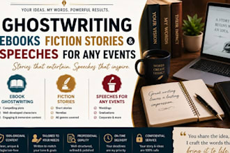 ghostwrite your ebook, fiction stories and speech for any events