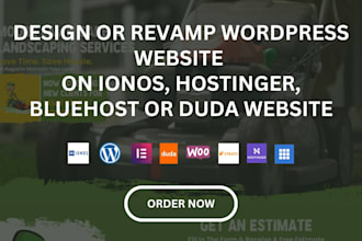 design or revamp wordpress website on ionos hostinger bluehost duda website