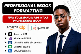 do ebook formatting and upload to amazon KDP or gumroad