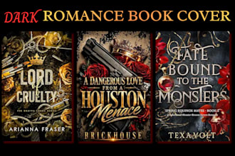design dark romance book cover, gothic, mafia romance custom cover, dark fantasy