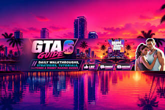 design custom gta 6 banners, watermarks, and youtube logo