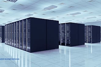 provide 3d server room design, server farm, IT server room, data center design