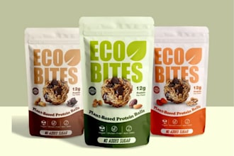 design food packaging, stand up pouch, coffee bag, box and label with 3d mockup