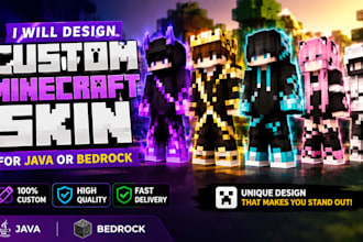 design custom minecraft skin for java or bedrock