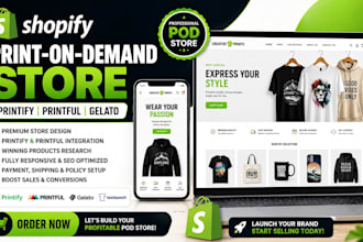 build a shopify print on demand store with printify printful or gelato
