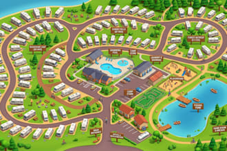 design rv park, campground layout, site plan, property map, location map