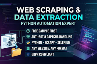 do web scraping, data extraction, data mining from any website using python