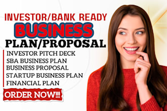 create investor bank ready, sba loan business plan, grant proposal, pitch deck