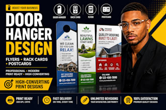design professional door hanger, flyer, rack card and print marketing materials