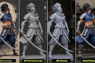 convert 2d images to 3d character model figure, toy, statue 3d print ready stl