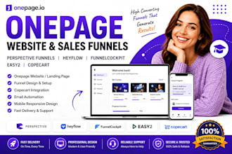 setup onepage website, perspective funnels heyflow, funnelcockpit easy2 copecart